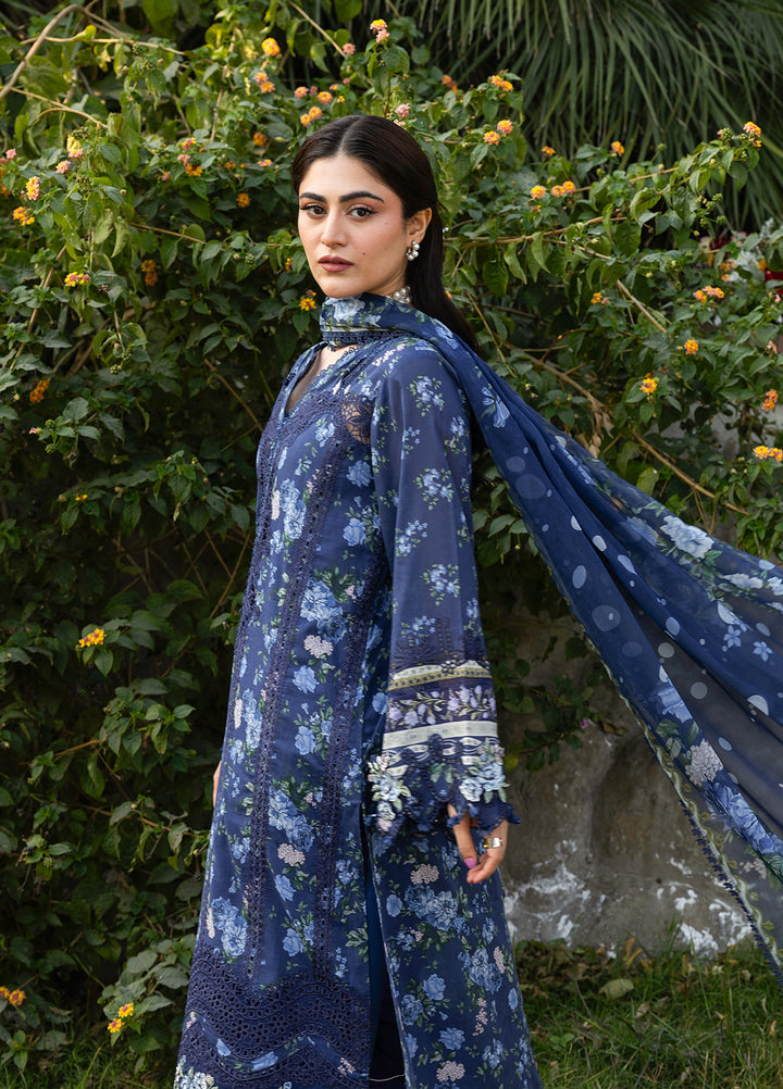 Elaf Premium Chikankari Unstitched Printed Lawn 3 Piece Suit EL26UPC ERC-3B NEEL - Summer Collection