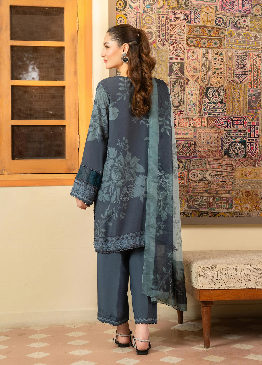 Mah e Noor Intermix by Panache 3 Piece Khaddar Slate - Winter Collection