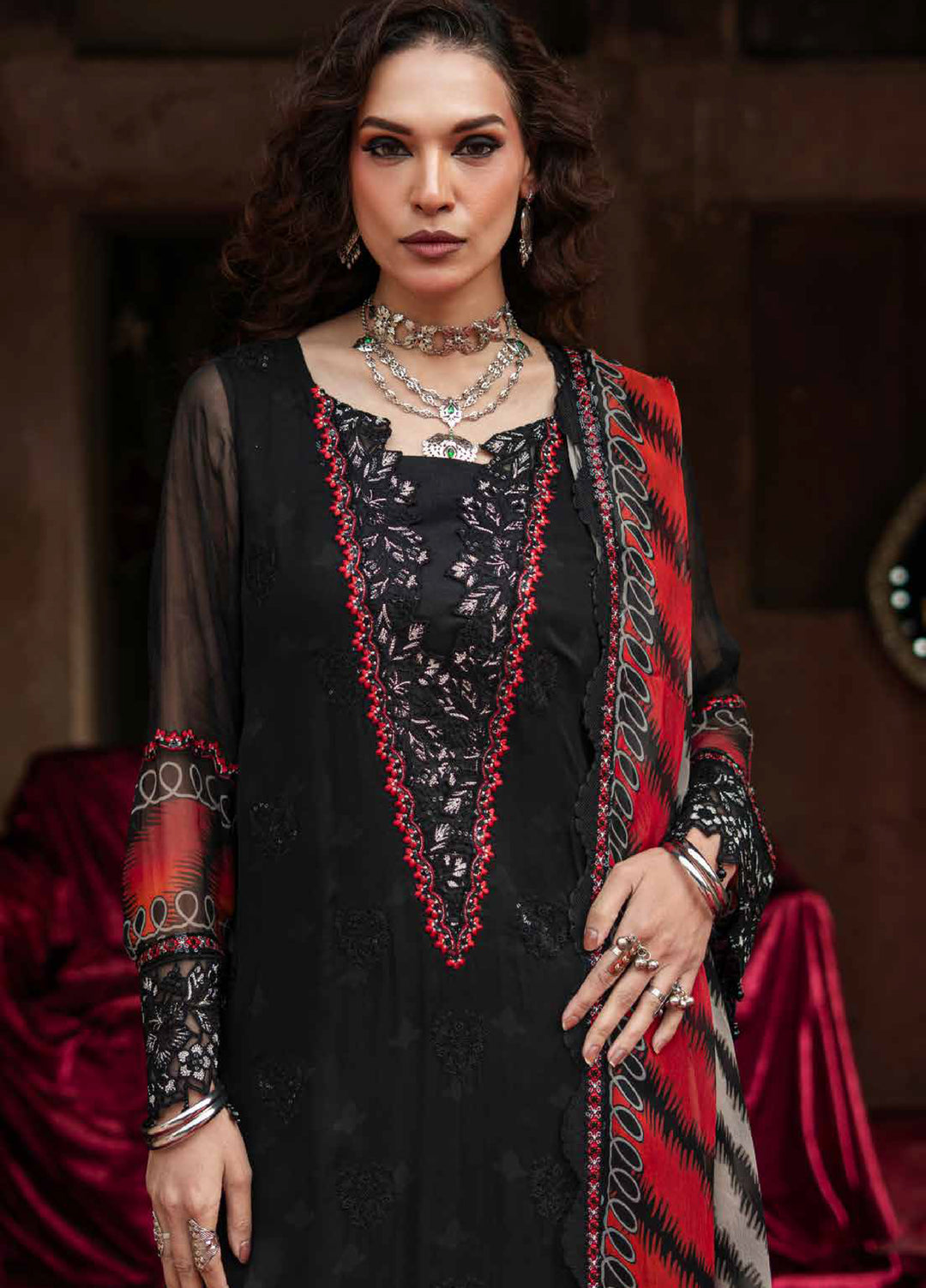 Vasal by Charizma Unstitched Embroidered Chiffon 3 Piece Suit CHR26UV VSL6-02 - Festive Collection