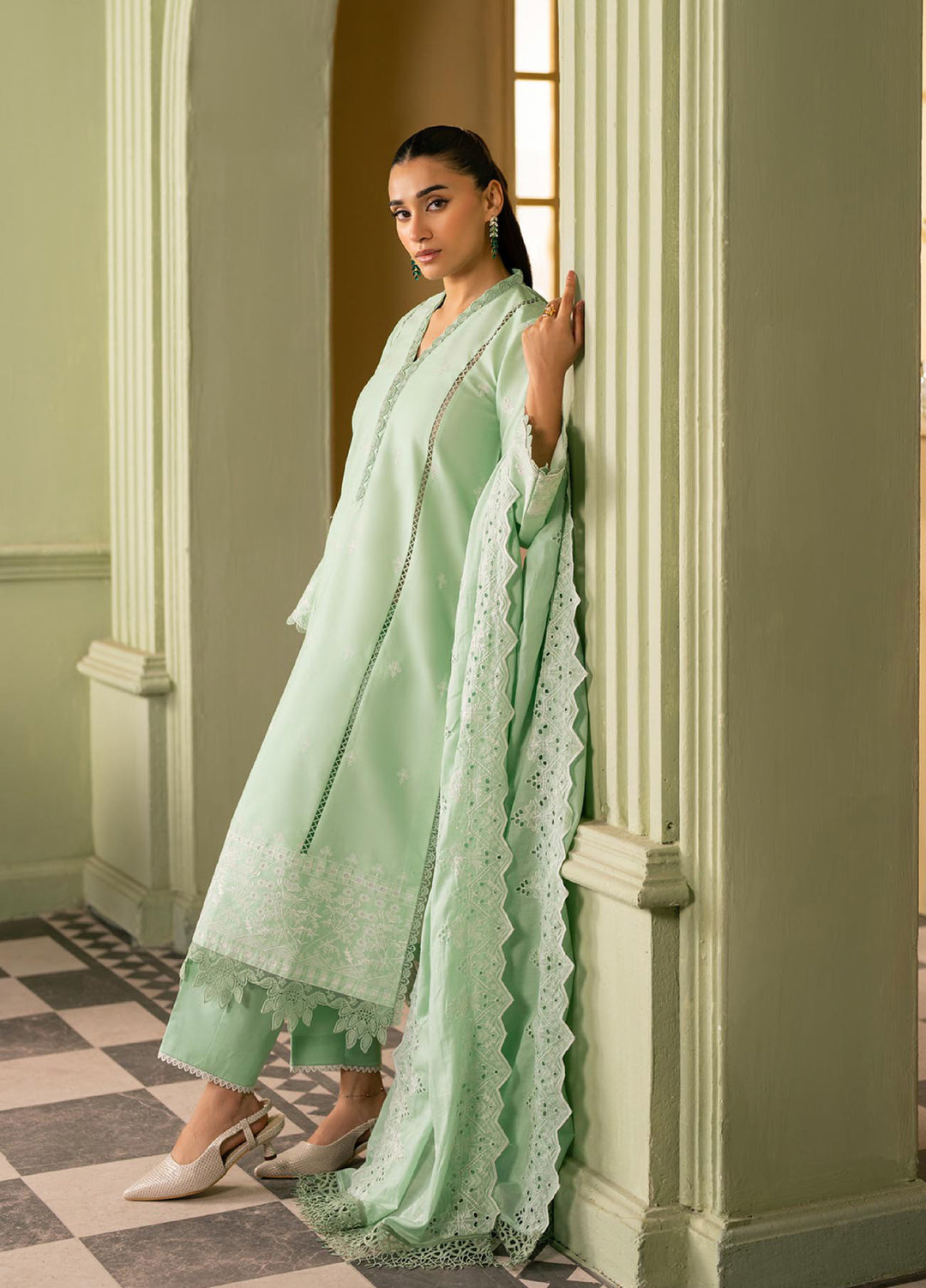 Raha by Rajbari Unstitched Premium Chikankai Embroidered Lawn 3 Piece Suit RB26UCRL D-5 - Summer Collection