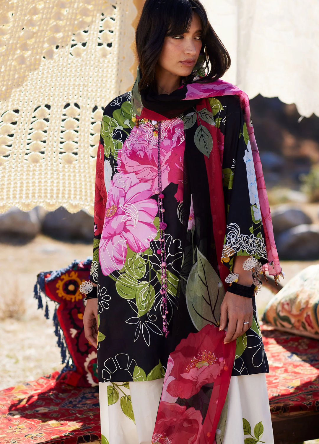Meili by Zaha Unstitched Embroidered Lawn 3 Piece Suit ZK26UML ZL26-13A - Festive Collection