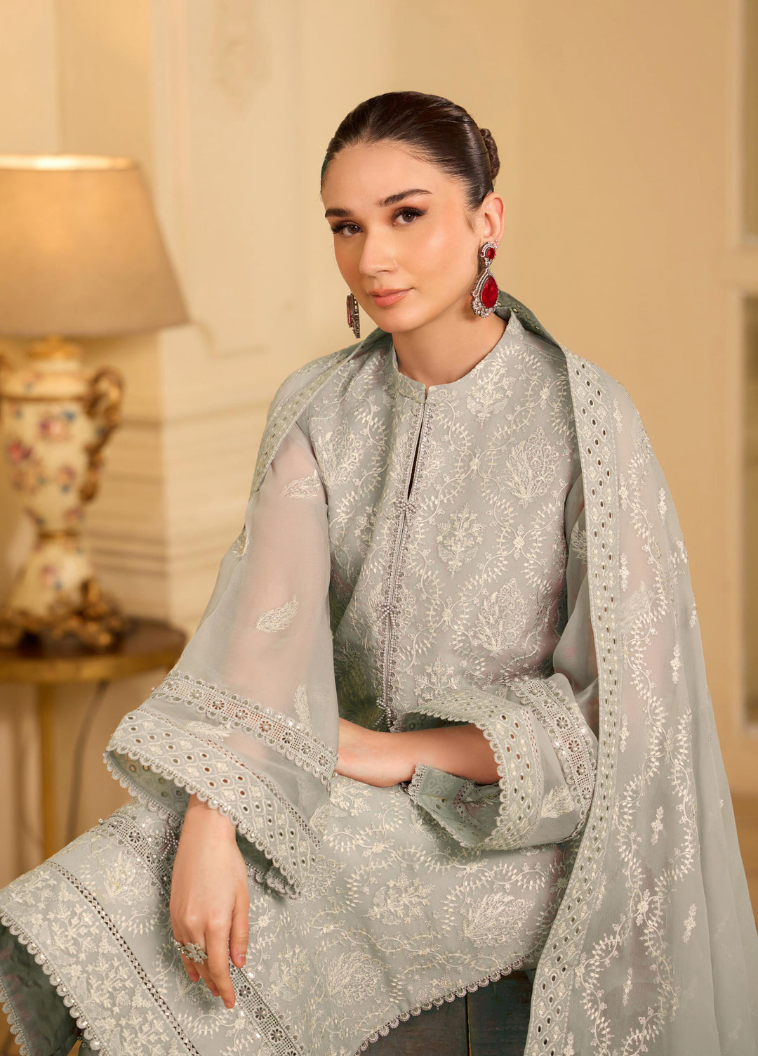 Alizeh Fashion Unstitched Embroidered Chiffon 3 Piece Suit AF26UCF AF-CH-2255-Ezza - Festive Collection
