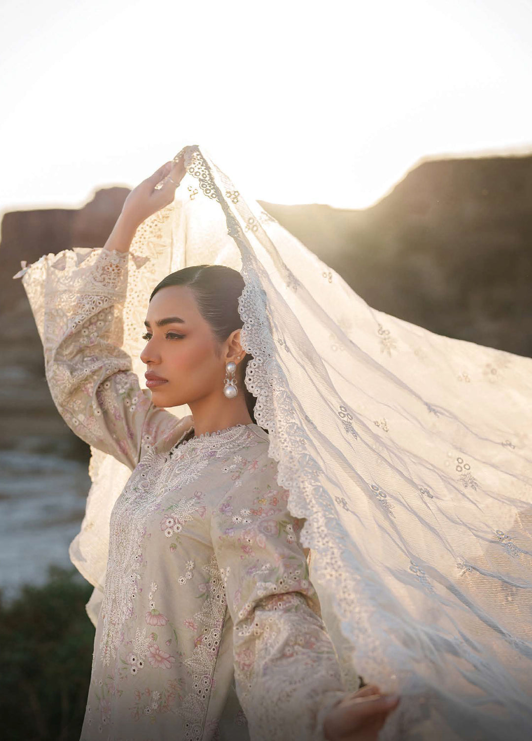 Sunlit Groove by Emaan Adeel Unstitched Embroidered Luxury Lawn 3 Pcs Suit EA26USG MEHVES - Summer Collection