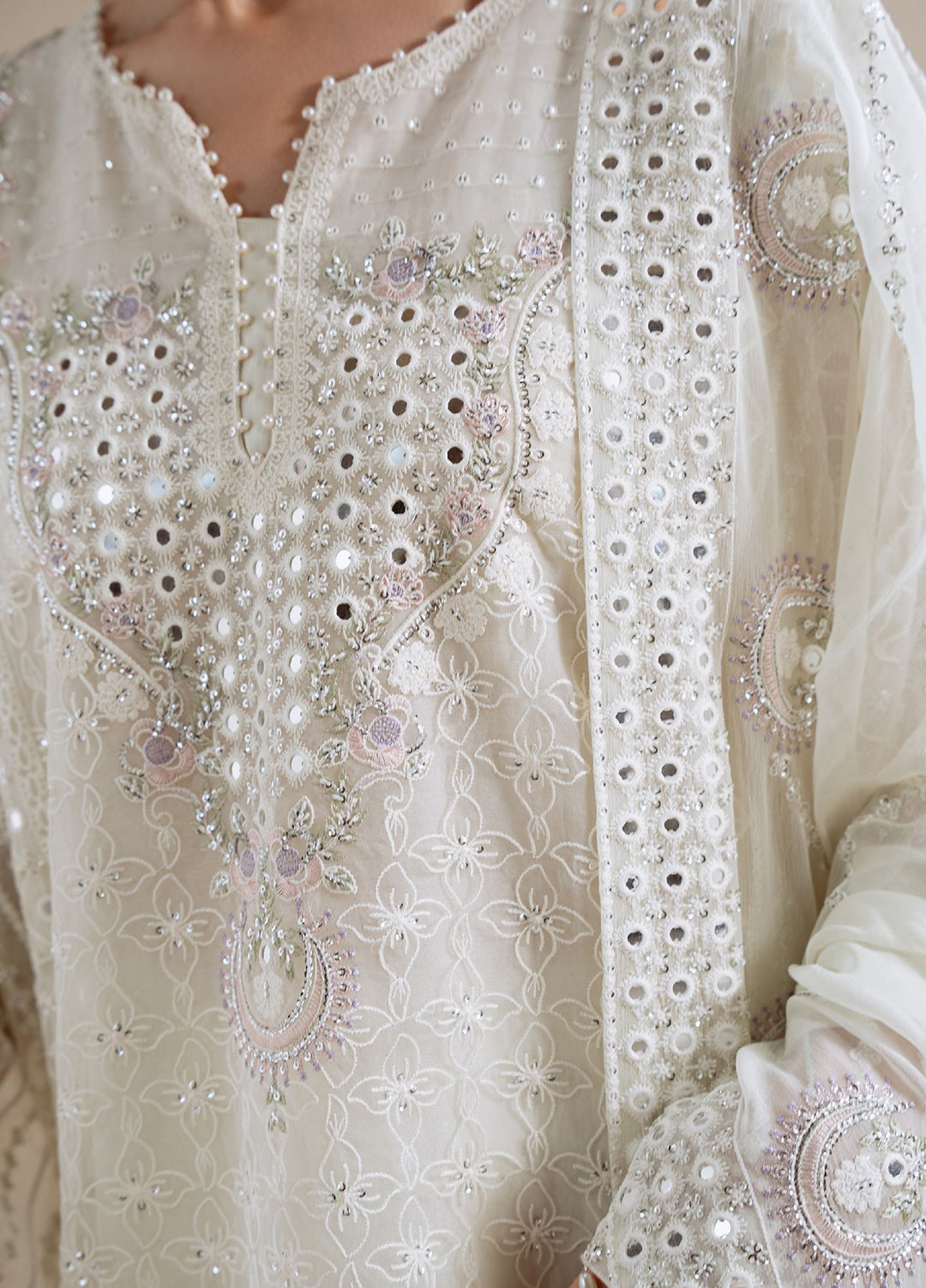 Luxe Atelier by Cross Stitch Unstitched Embroidered Organza 3 Piece Suit CS26ULA D-5 Pearl Mirage - Festive Collection