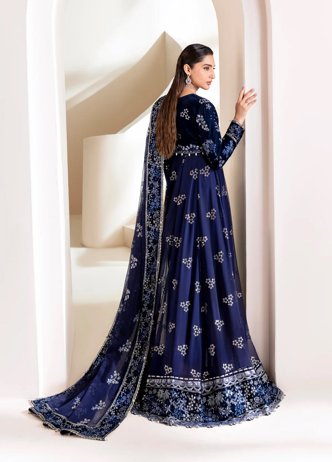 Xenia Formal Luxury Unstitched Embroidered Chiffon Suits 3 Piece XE25FL XF-1067 Maklina - Formals Collection