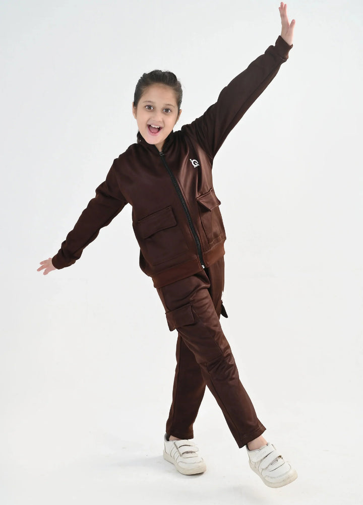 IQ Exclusive Kids Track Suit Fleece 2 PieceCocoa Cargo Charm Tracksuit-Unisex Kids - Winter Collection