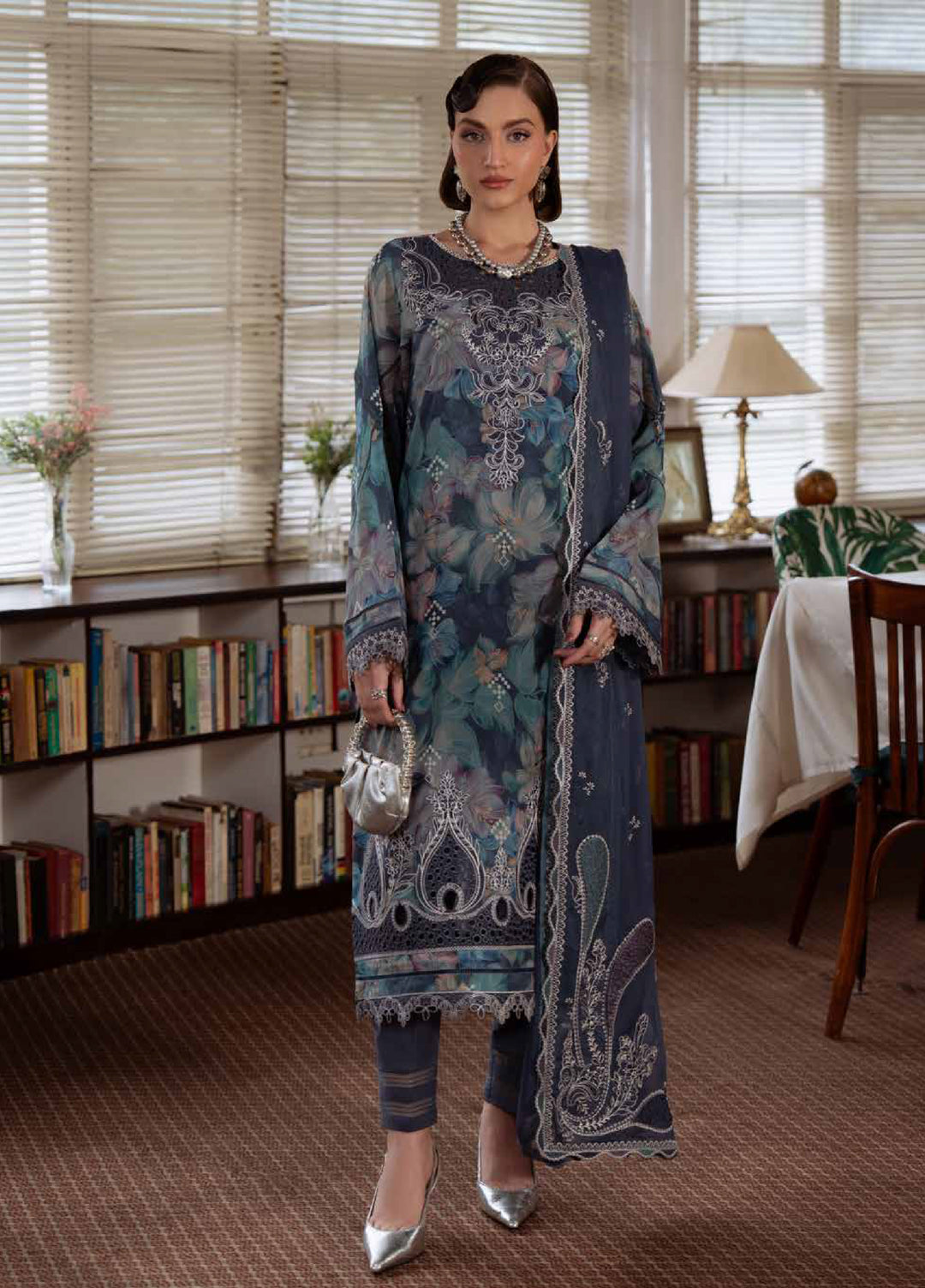 Maya by Nureh Unstitched Embroidered Swiss Lawn 3 Pcs Suit NU26UM NS-162 - Summer Collection