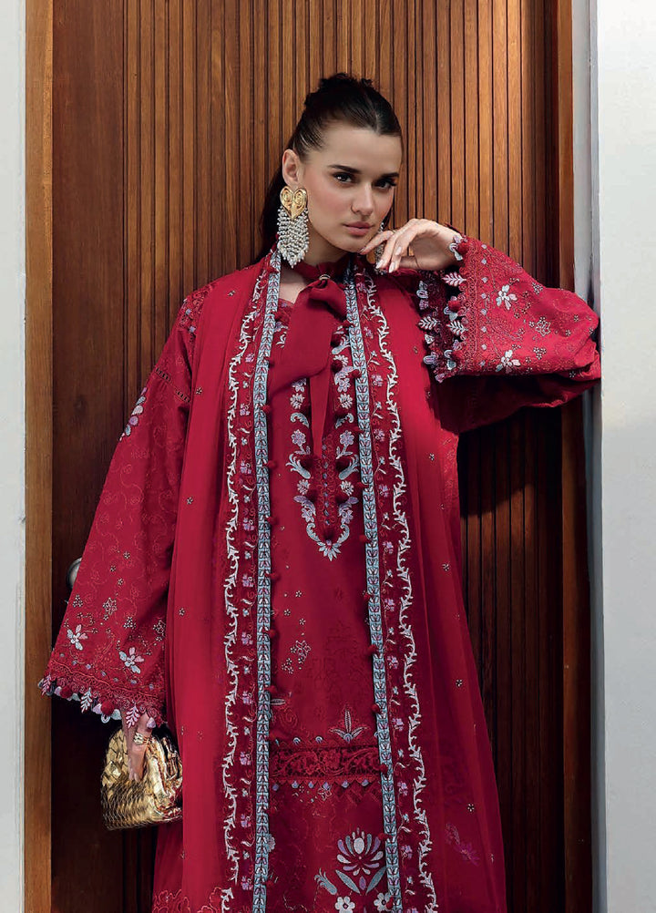 Qalamkar Chikankari Unstitched Embroidered Lawn 3 Piece Suit QLK26UCL CM-03 Ruby - Summer Collection