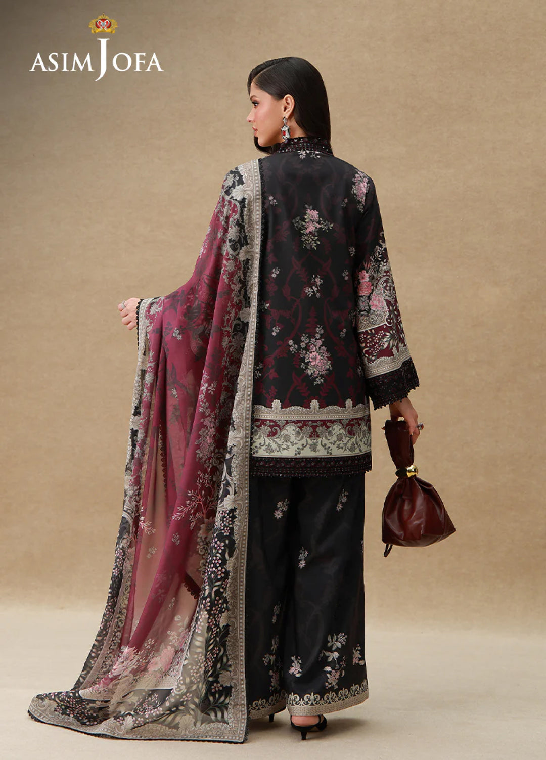 Asim Jofa Unstitched Printed Silk 3 Piece Suit AJ26UPS AJULSC-08 - Casual Collection