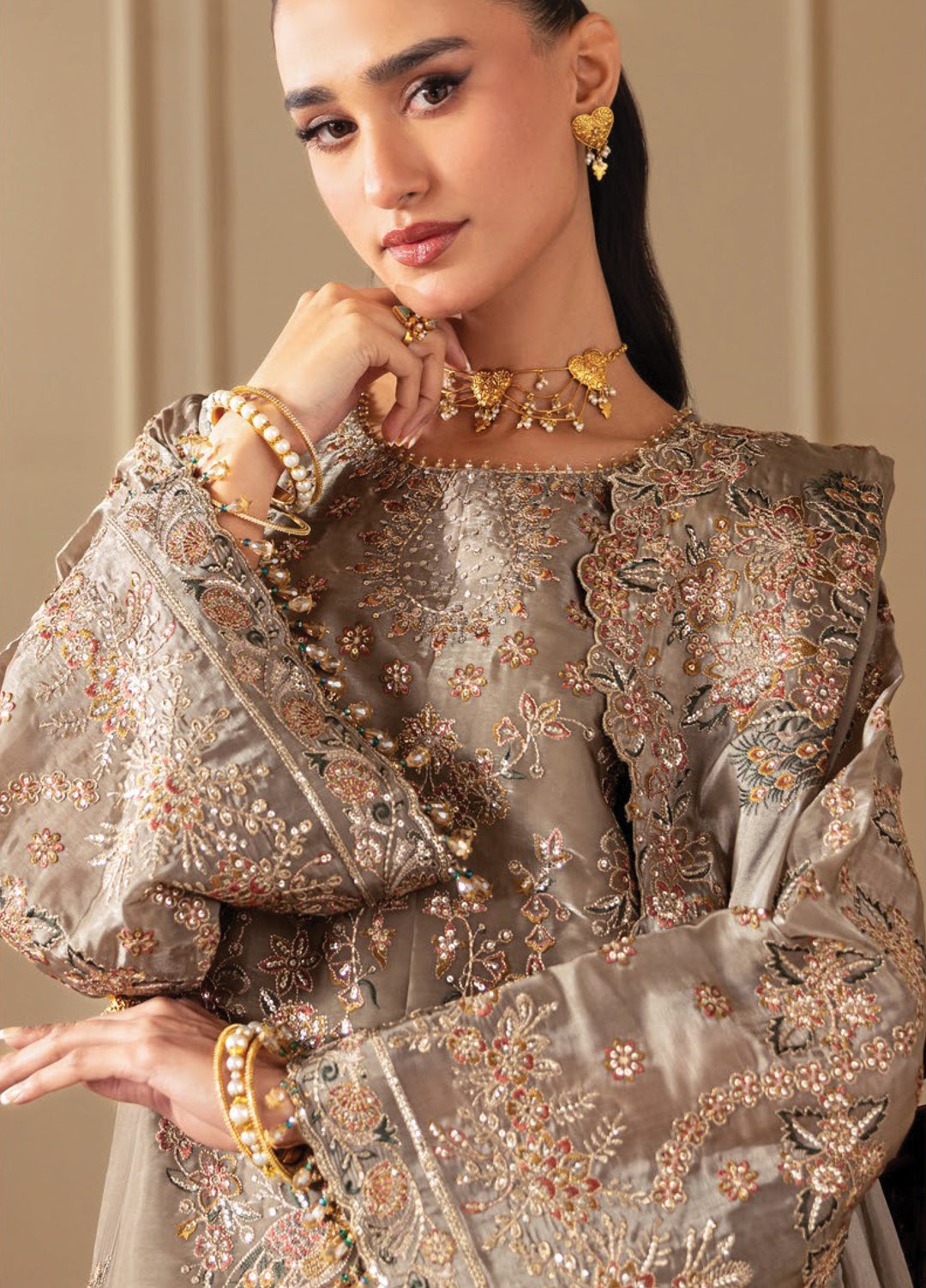 Aaina by Alizeh Unstitched Embroidered Sheesha Silk 3 Piece Suit AF26UASS D-12 ZOYA - Festive Collection