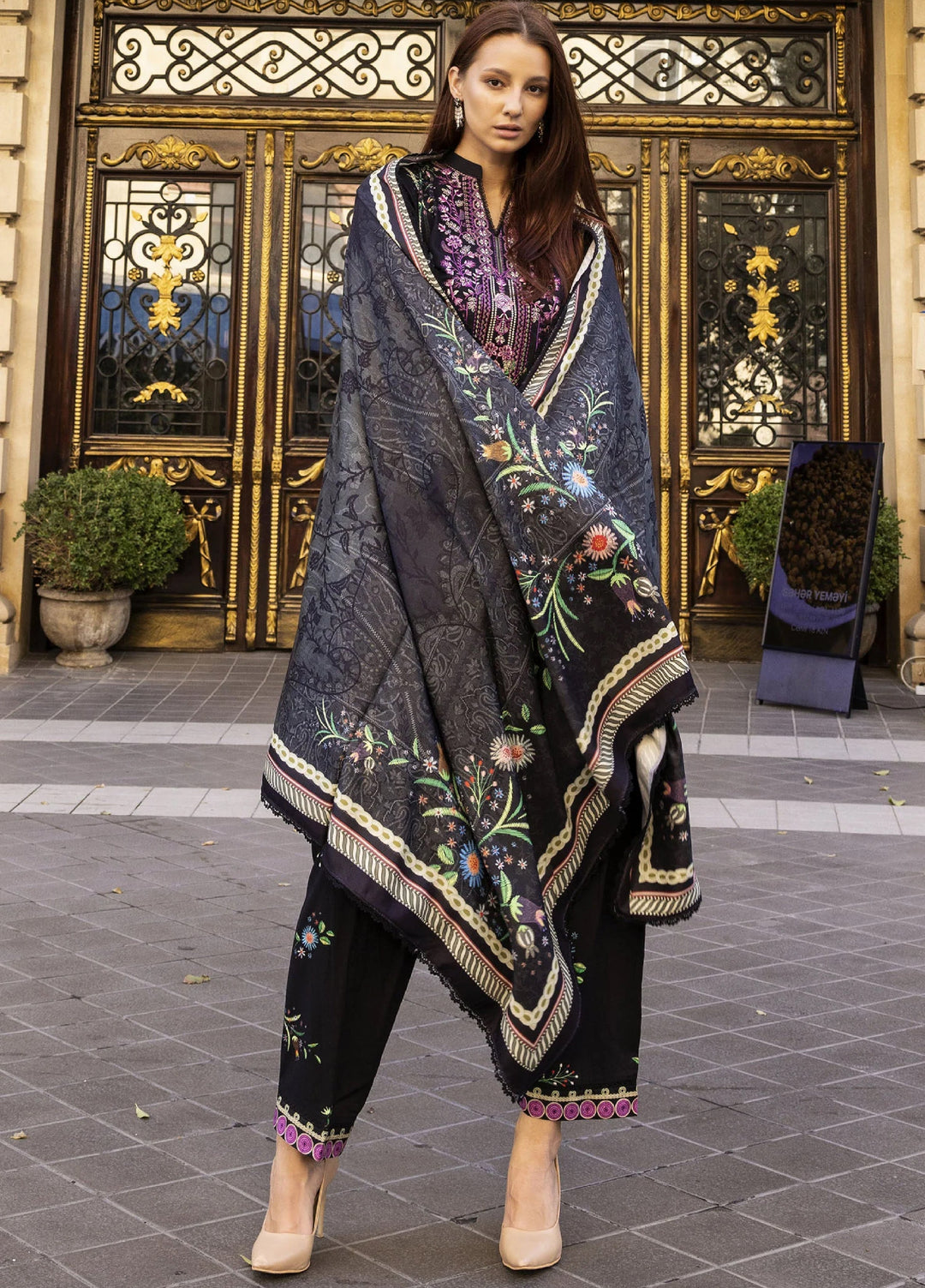 Meerak Women Pret Premium Embroidered Linen 3 Piece Charizma - Winter Collection