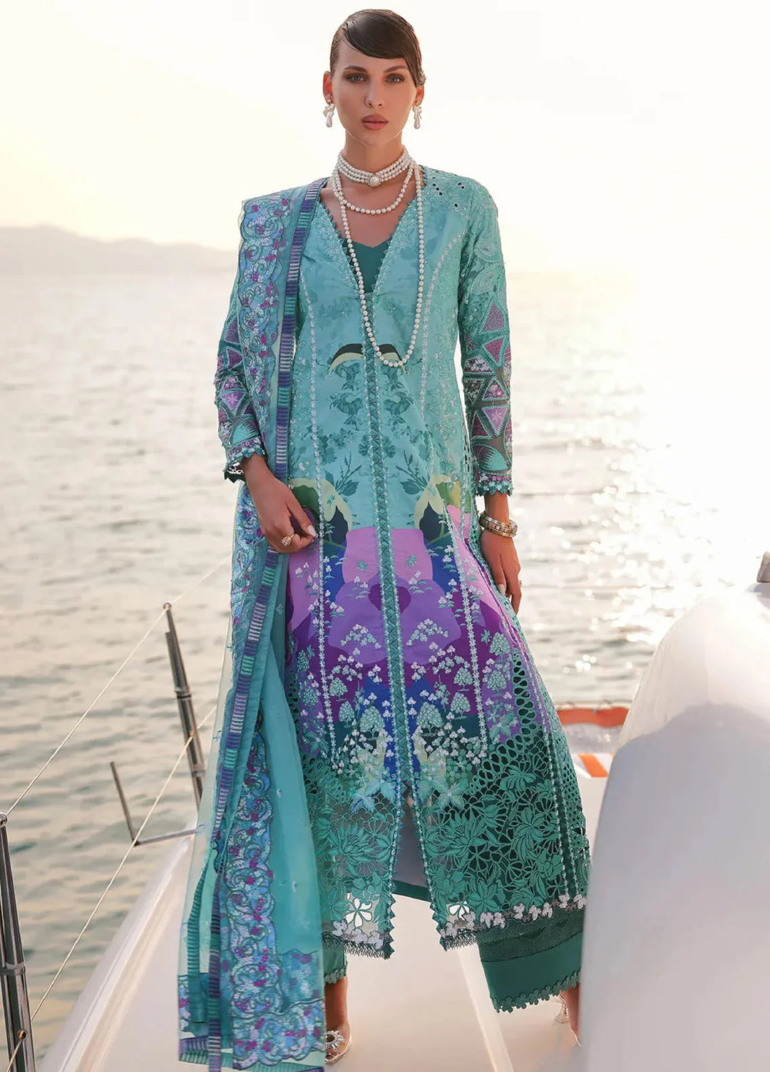 Afrozeh Embroidered Lawn Suits Unstitched 3 Piece AF25UL25 D-010 Sovana - Luxury Collection