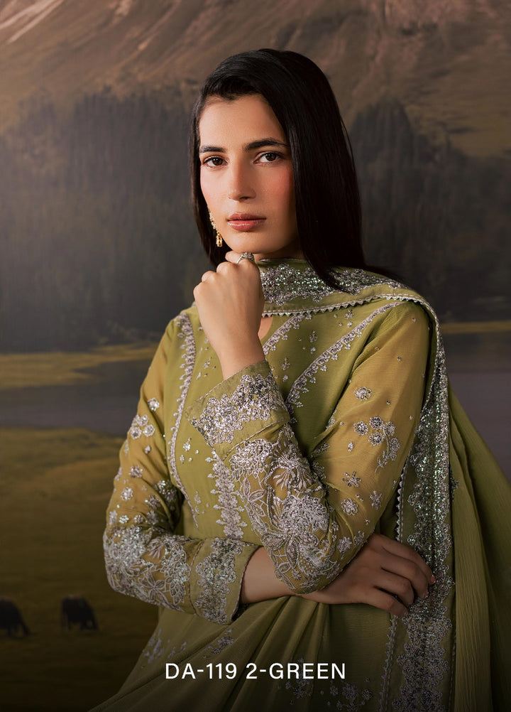 Divani by Daria Unstitched Embroidered Chiffon 4 Piece Suit DN26UD DA-119 2-GREEN - Festive Collection