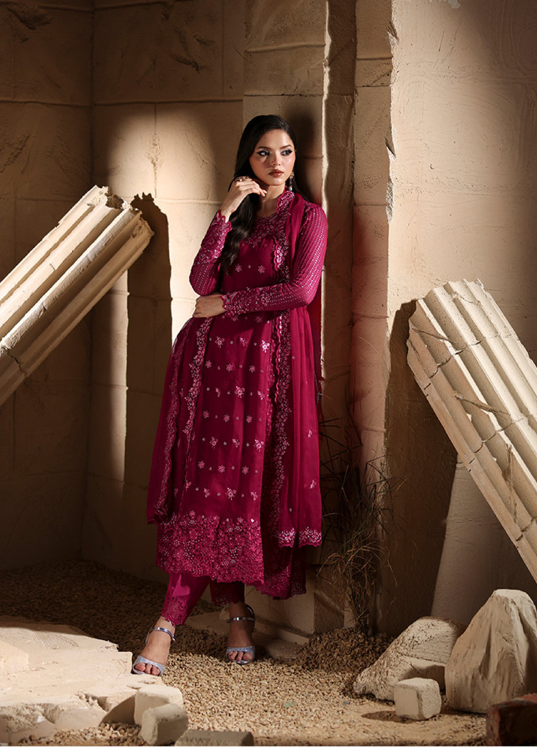 Luxe by Azure Unstitched Chiffon Embroidered Suits 3 Piece AZ25LF Amoura - Festive Collection
