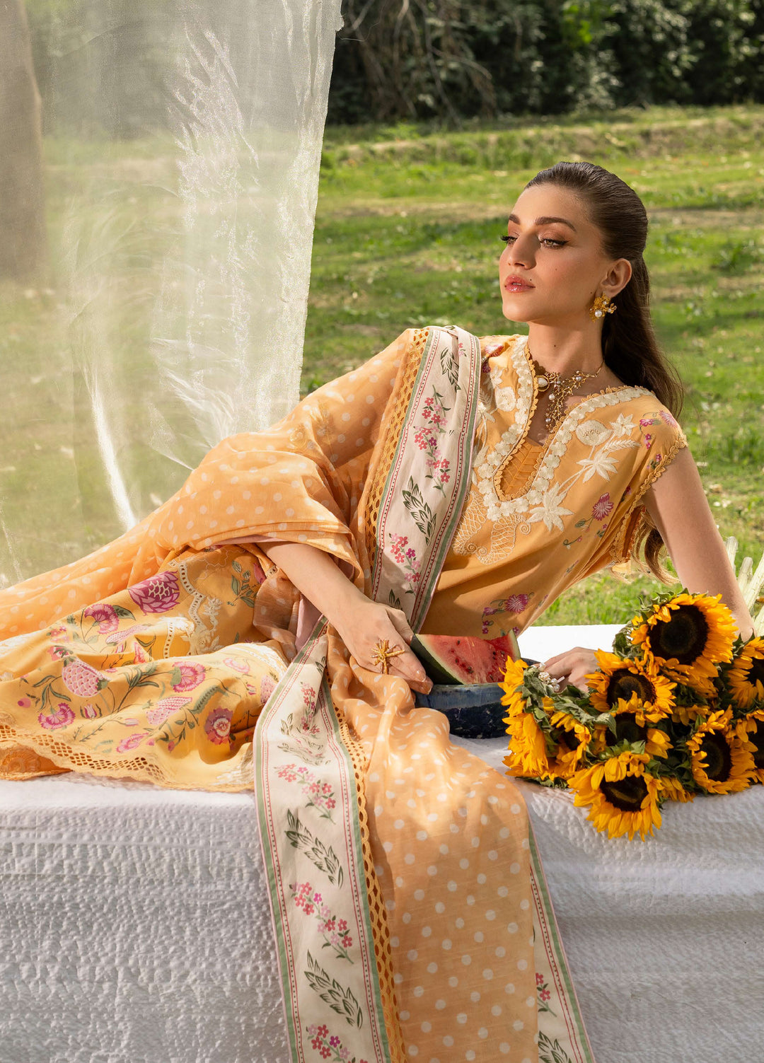Bloom by Saira Shakira Unstitched Embroidered Lawn 3 Piece Suit SSR26ULB LILY-02A - Eid Collection