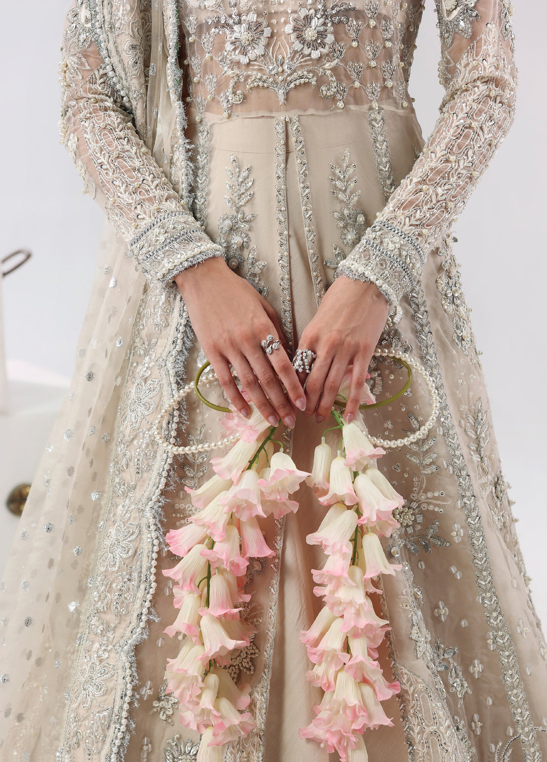 Lamore by Sardinia Unstitched Luxury Hand Work Organza 3 peice SRD25LH D-1 Pearl Mist - Formals Collection