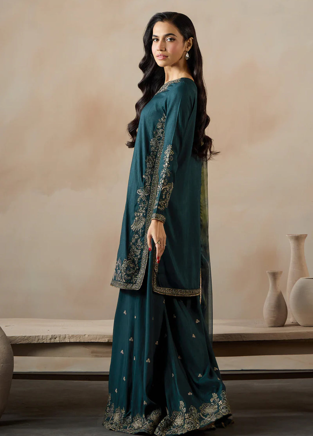 Zarif Women RTW Embroidered Raw Silk 3 Piece Suit ZR26UCR ZRF - EMC -28 - Eid Collection