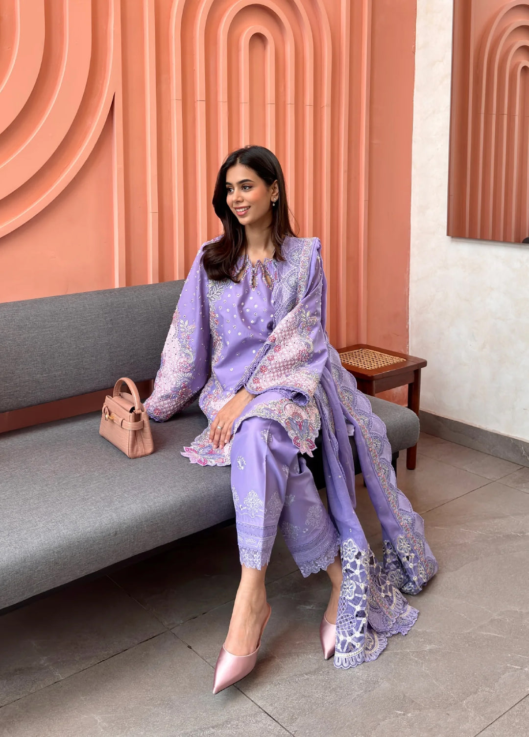 Aura of Flora by Zarizaa Unstitched Embroidered Luxury Lawn 3 Pcs Suit ZZ26UAFL ZA10-3ULE08L-2602 WHIMS - Summer