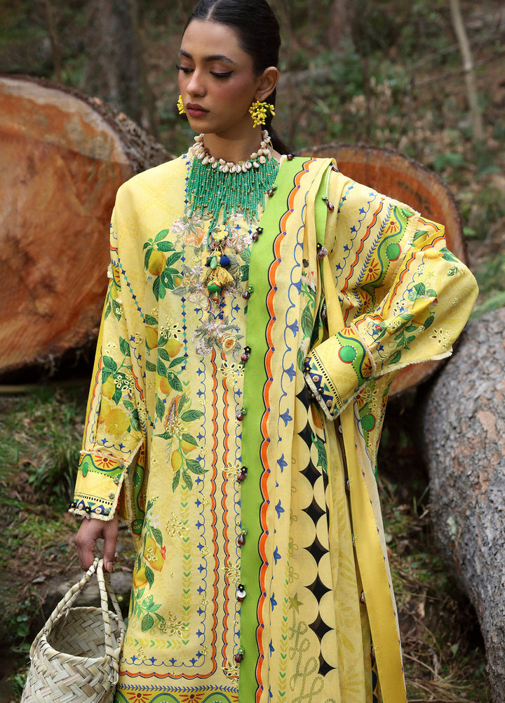 Zaha By Khadijah Shah Embroidered Lawn Suits Unstitched 3 Piece ZL25NL D-04 A Dahlia - Summer Collection