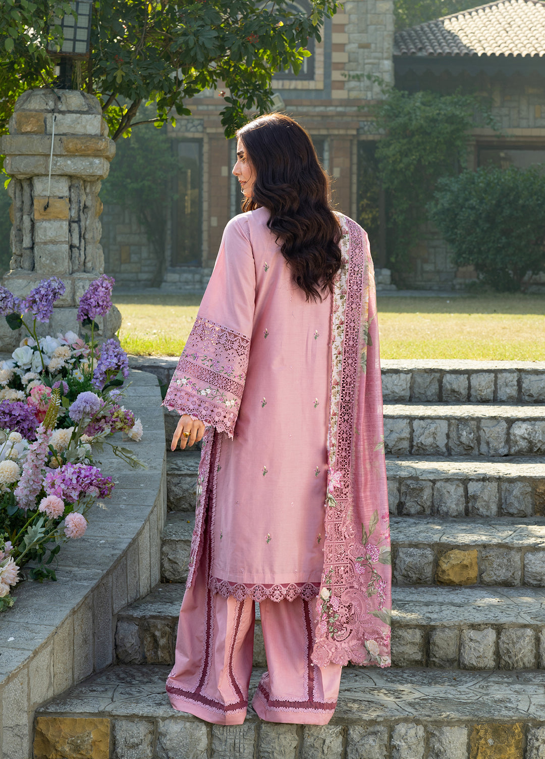 Elaf Premium Unstitched Embroidered Luxury Lawn 3 Piece Suit EL26UPL ELY-9 ROSEE - Summer Collection