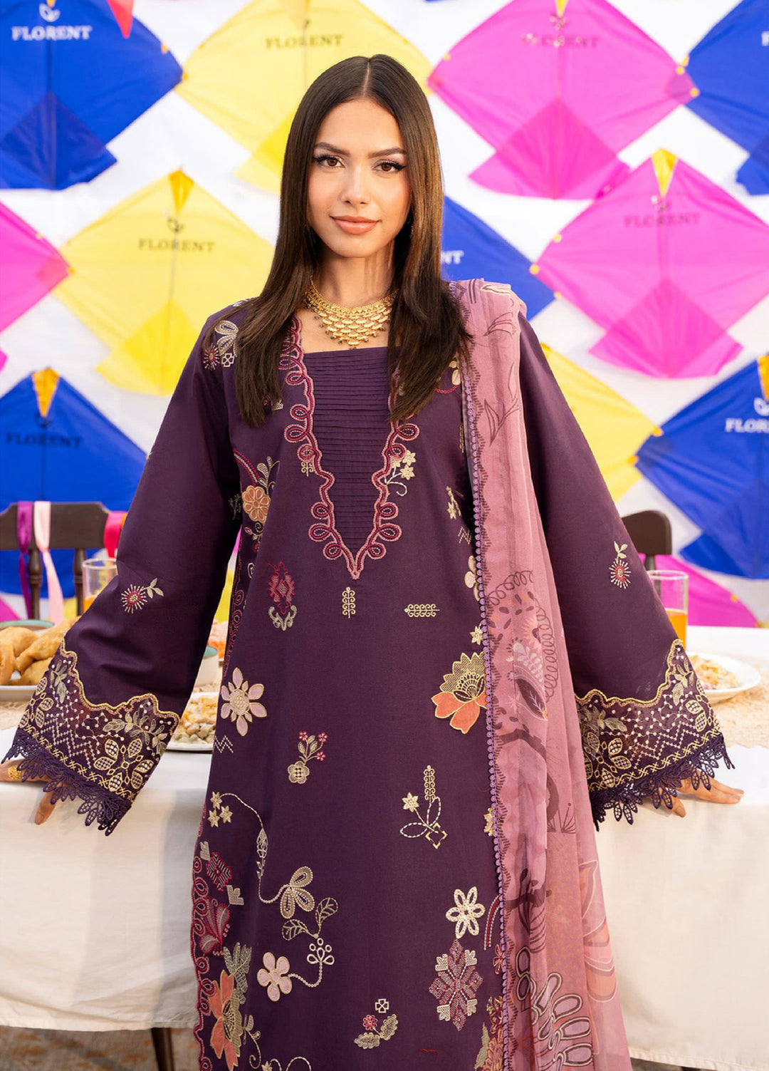 Basant Chikankari by Florent Unstitched Embroidered Luxury Lawn 3 Piece Suit FL26UBC FZ-1A - Summer Collection