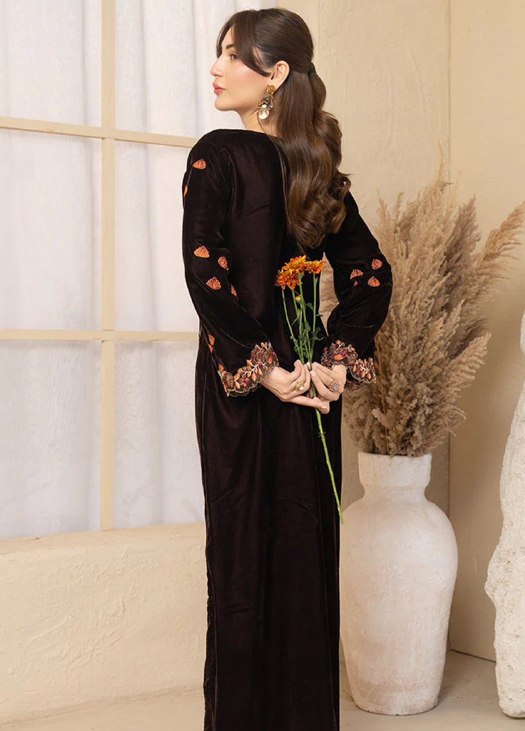 Winter Hues by Naayas Women Pret Embroidered Kaftaan Velvet Jardin - Winter Collection