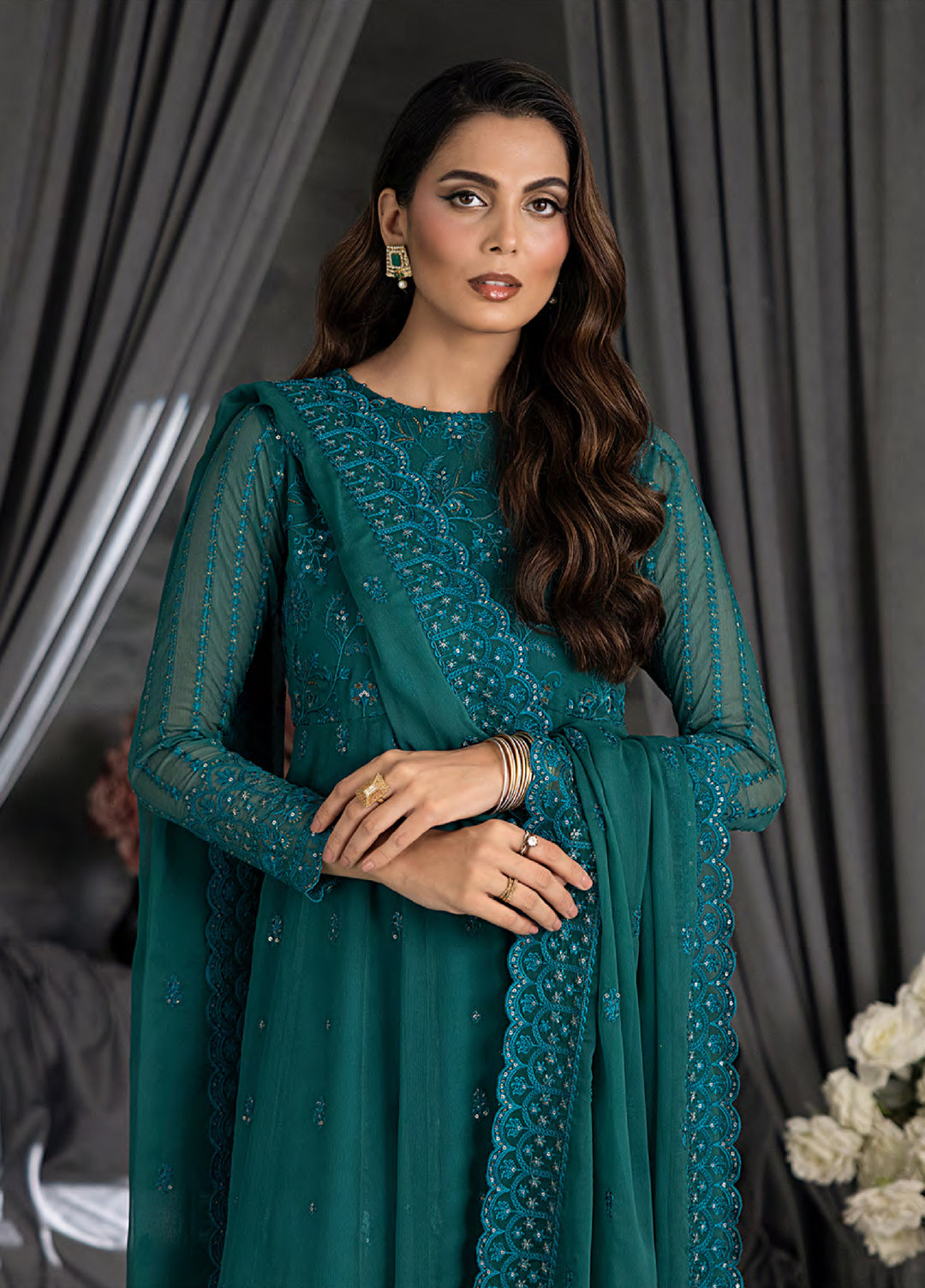 Elegance by Lakhany Unstitched Embroidered Chiffon Suits 4 Piece LSM25EC LG-IZ-0166 - Festive Collection