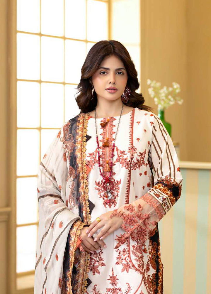Al Zohaib Unstitched Applique Embroidered Lawn 3 Piece Suit AZ26UAL D-11 - Summer Collection