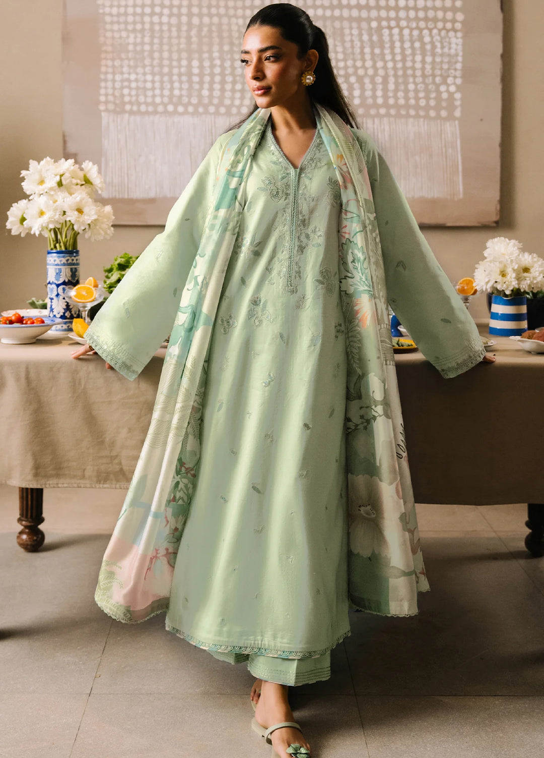 Afsanah by Seran Unstitched Embroidered Lawn 3 Piece Suit SN26UAVII D10-REEB - Summer Collection