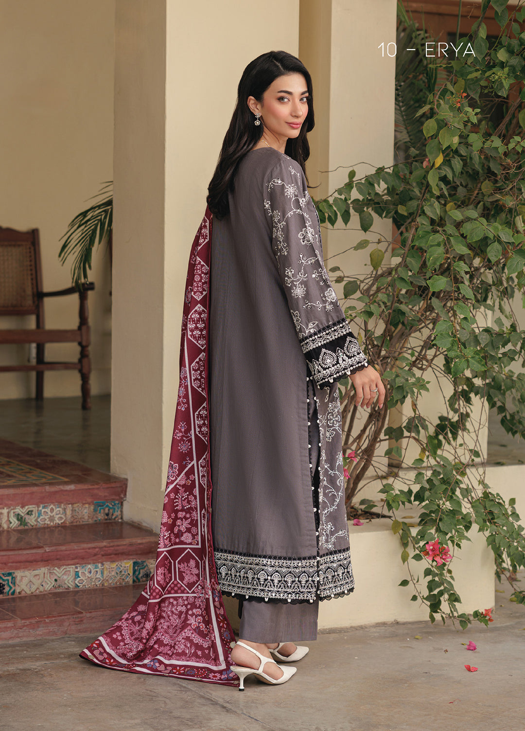 Xenia Unstitched Slub Khaddar Unstitched Embroidered Suits 3 Piece XE25SK D-10 Erya - Winter Collection