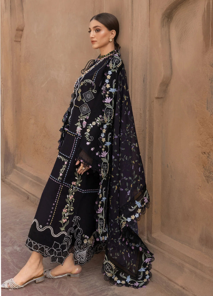 Flow by Crimson Unstitched Embroidered Lawn 3 Piece Suit CR26UFL D1 A-Oynx - Festive Collection