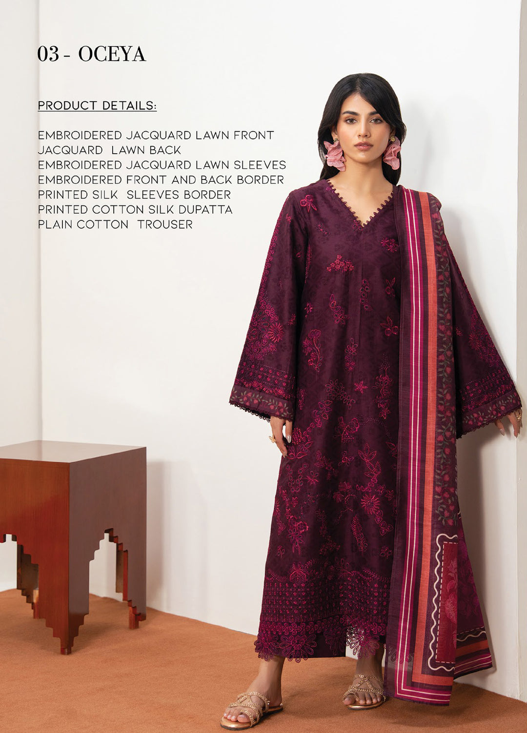 Namah by Xenia Formals Unstitched Embroidered Jacquard Lawn 3 Piece Suit XF26UNL Oceya 03 - Festive Collection