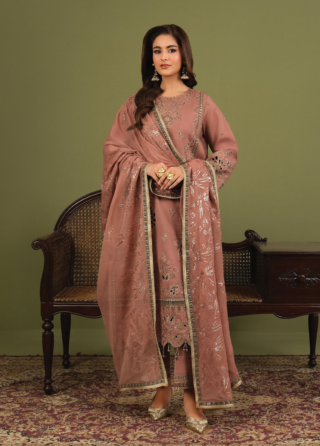 Alizeh Luxe Unstitched Raw Silk Embroidered 3 Piece Suit AFB26UL D-04 vesper - Winter Collection