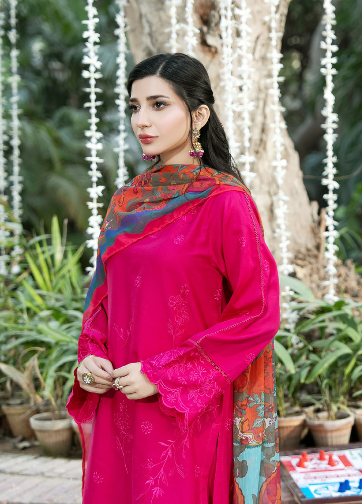 Dhaga Women RTW Embroidered Cotton 3 Piece DHG26PCN Petal pop - Eid Collection