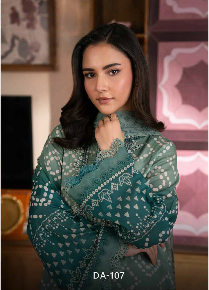 Daria Chunri by Nureh Unstitched Embroidered Lawn 3 Piece Suit NU26UDC DA-107 - Casual Collection
