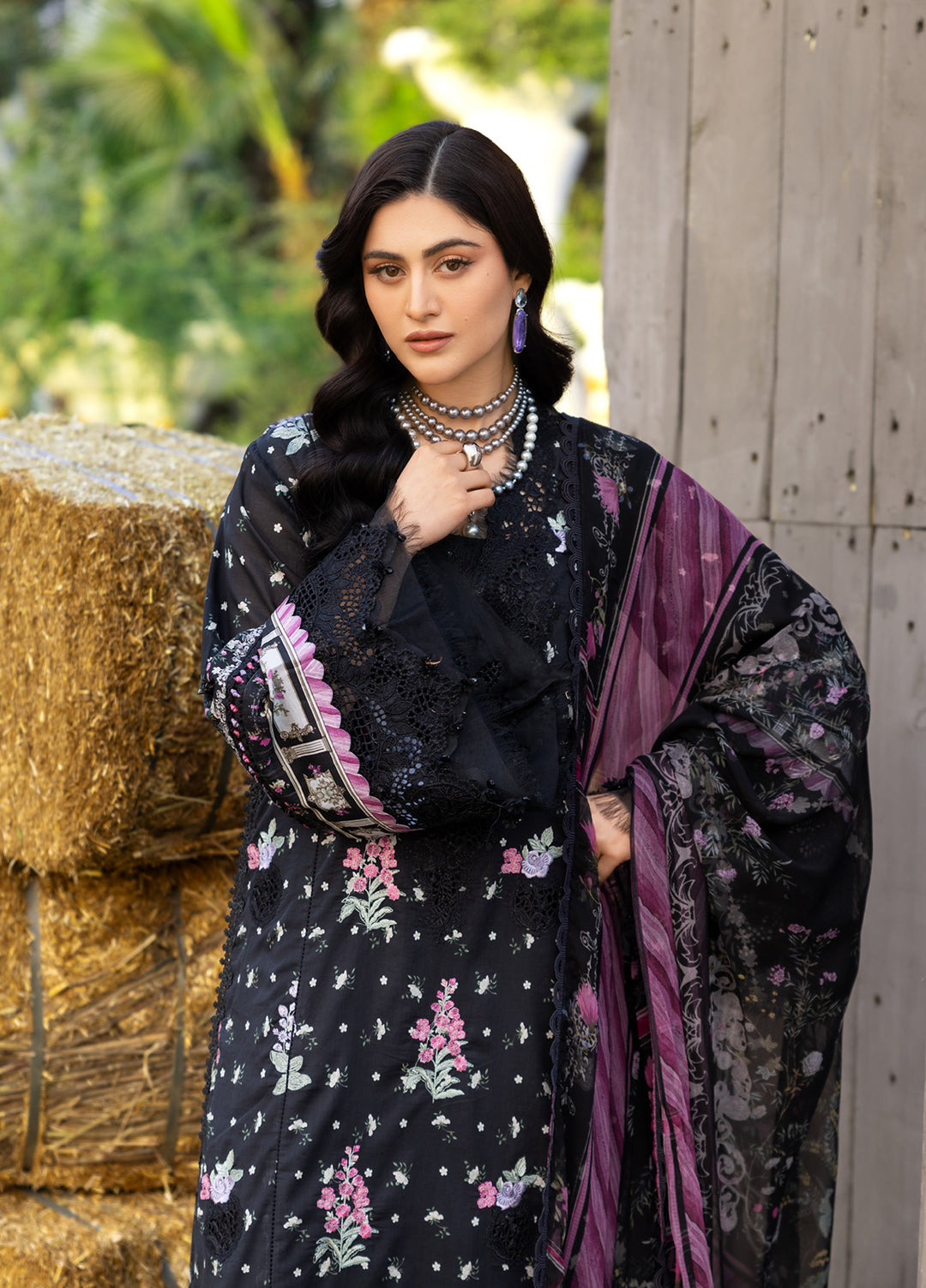 Elaf Premium Chikankari Unstitched Printed Lawn 3 Piece Suit EL26UPC ERC-7A ARZO - Summer Collection