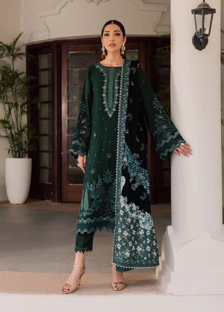 Nureh Exclusive Unstitched Luxury Leather Peach Velvet Shawl Embroidered Suits 3 Piece NU25NS NE-199 - Festive Collection