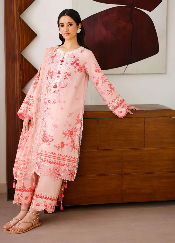 Sunlit Tales by Roheenaz Unstitched Embroidered Lawn 3 Piece Suit RN26ULS Coral Whisper RUNSS260706 - Lawn Collection