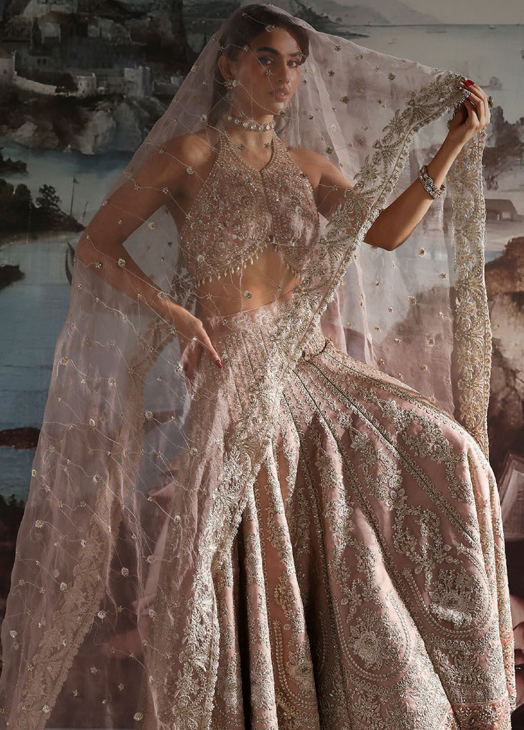 Seraphine by Zarposh Unstitched Embroidered Velvet 3 Piece Suit Celeste - Wedding Collection