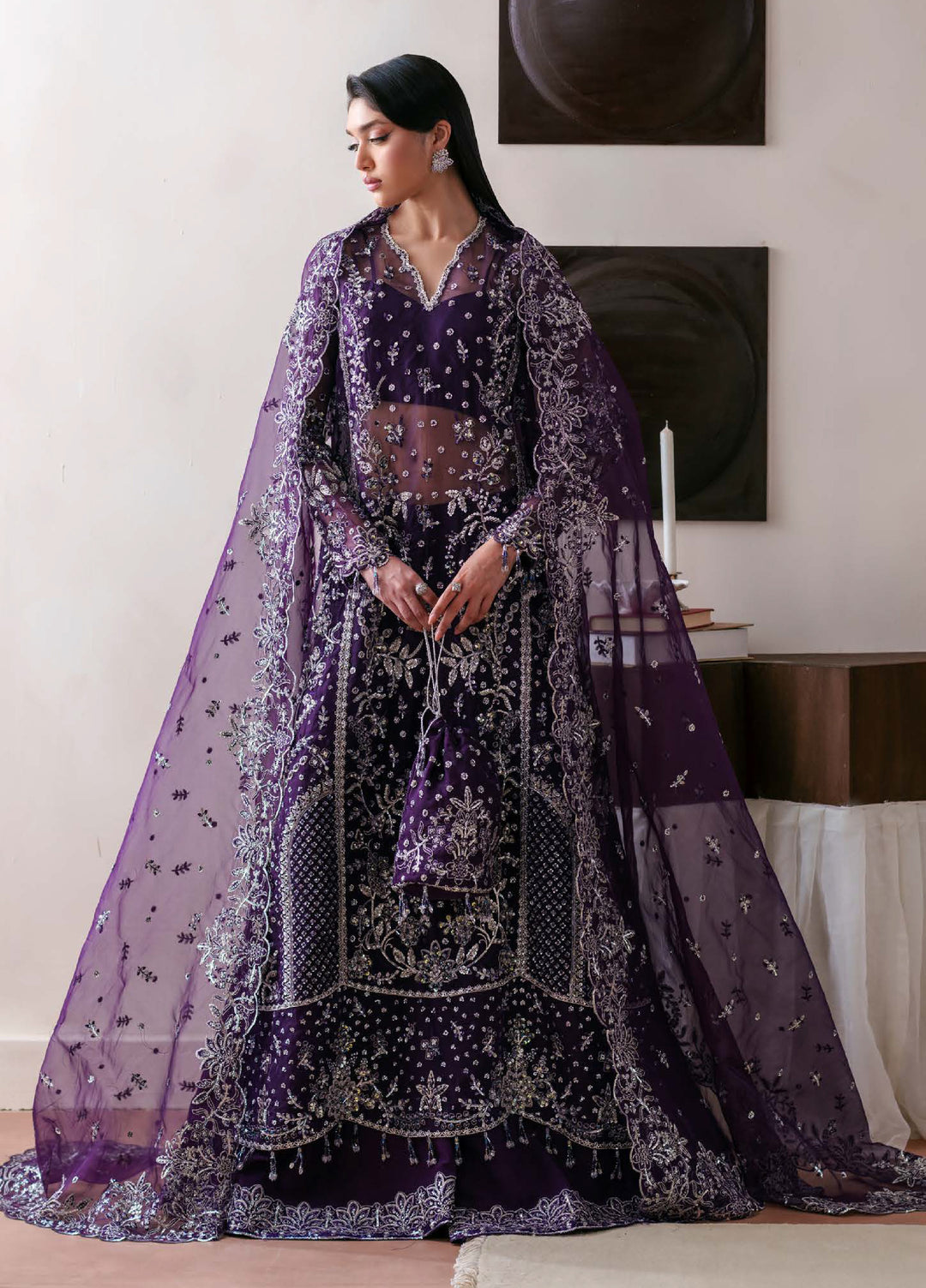 Starlet Jewels by Emaan Adeel Unstitched Embroidered Organza 3 Piece Suit EA26USF Tourmaline - Festive Collection