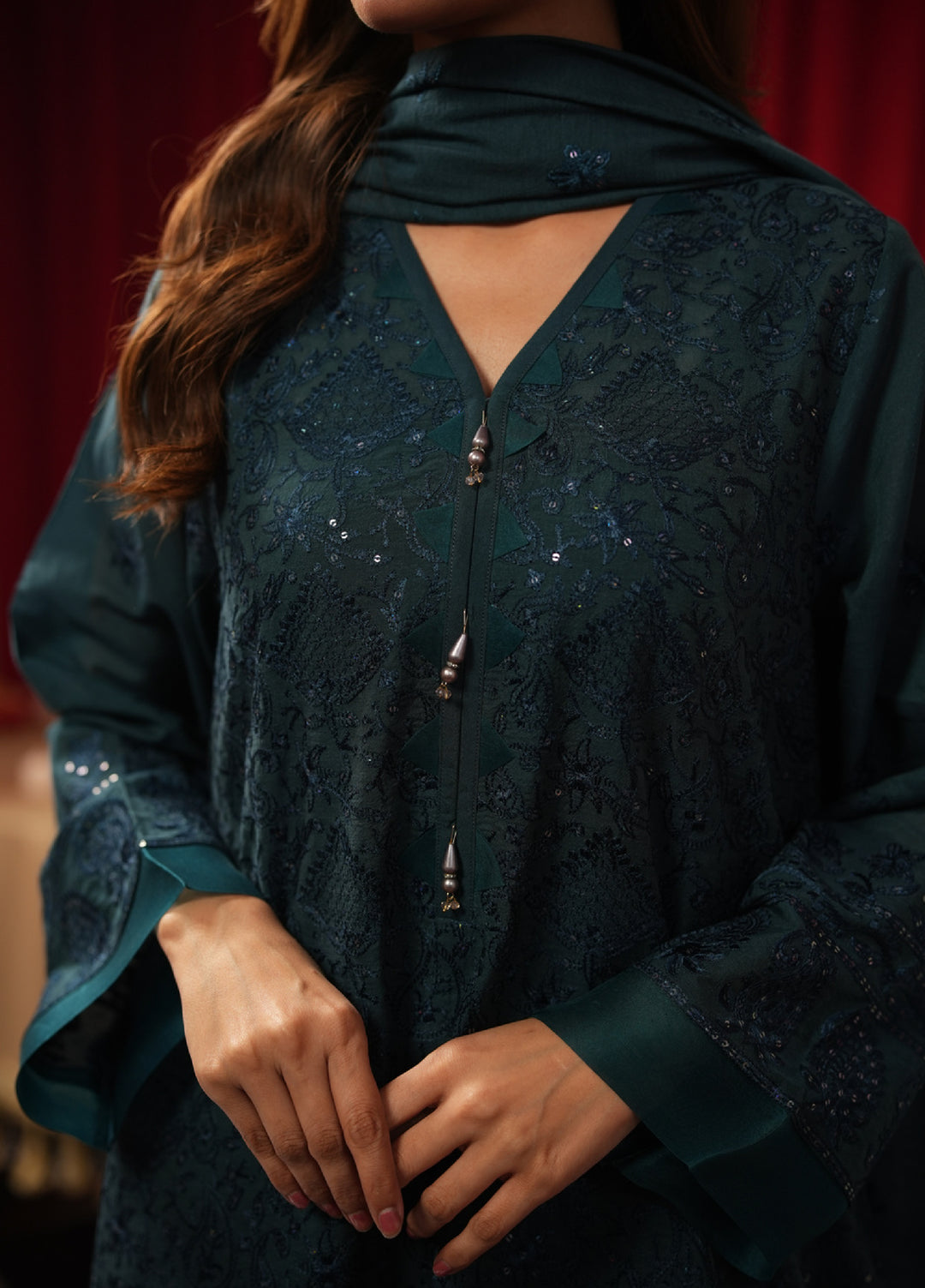 Freesia by Zouj Unstitched Embroidered Cotton 3 Piece Suit ZJ26UFC EMERALD ELAN ZCS-00013 - Festive Collection