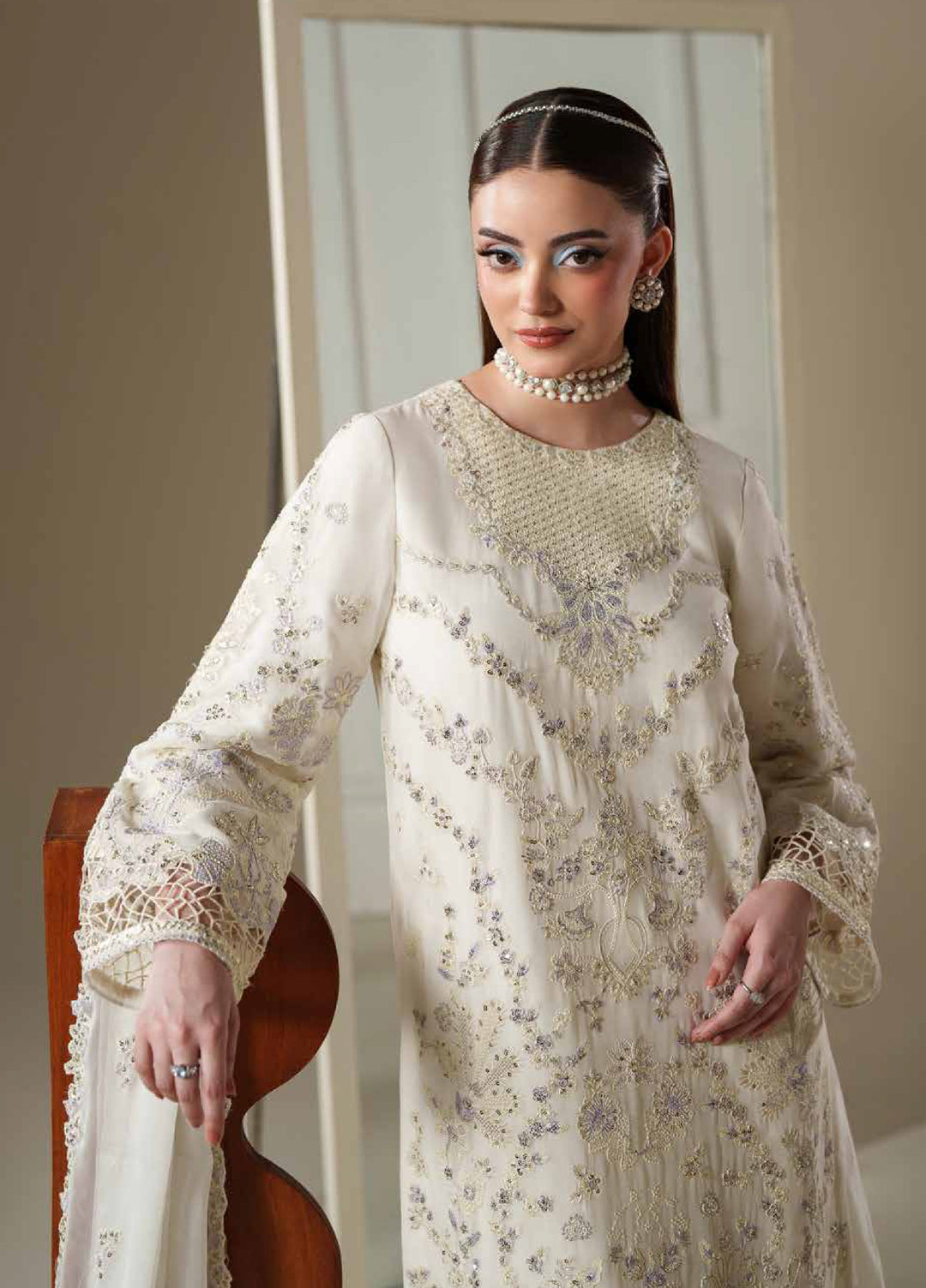 Nouvelle by Emaan Adeel Unstitched Embroidered Chiffon 3 Piece Suit EA26UNC Eloise - Festive Collection