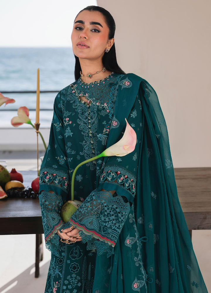 Sahil by Qalamkar Unstitched Embroidered Luxury Lawn 3 Pcs Suit QLK26US SA-04 Elif - Summer