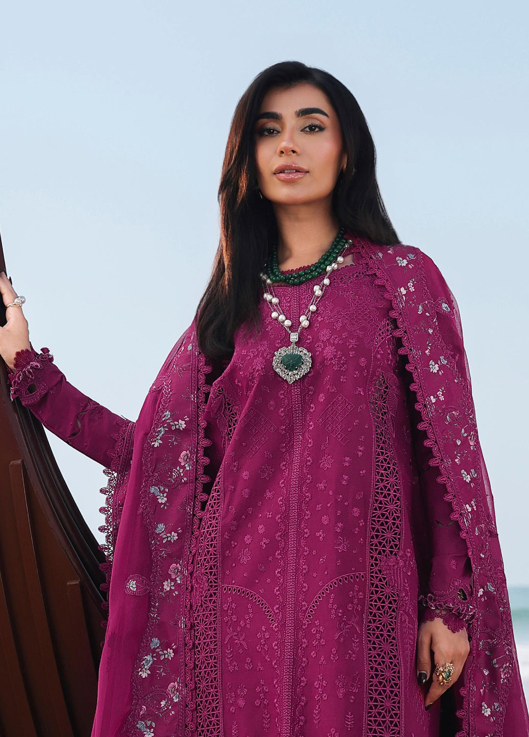 Sahil by Qalamkar Unstitched Embroidered Luxury Lawn 3 Pcs Suit QLK26US SA-01 Zara - Summer