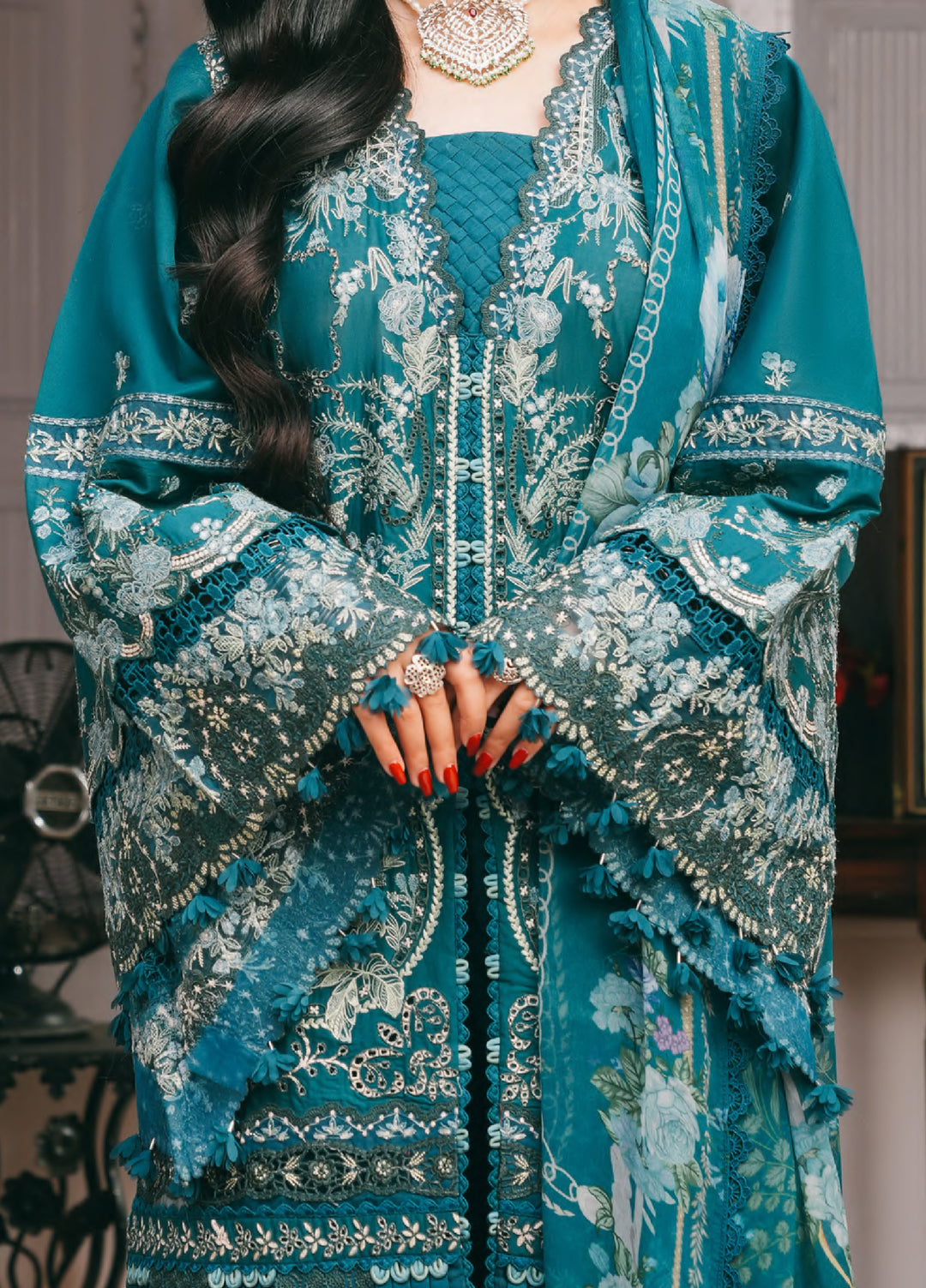 Ek Fasana by Kahf Premium Unstitched Embroidered Luxury Lawn 3 Piece Suit KHF26UFL KLB-5A MORNI - Festive Collection