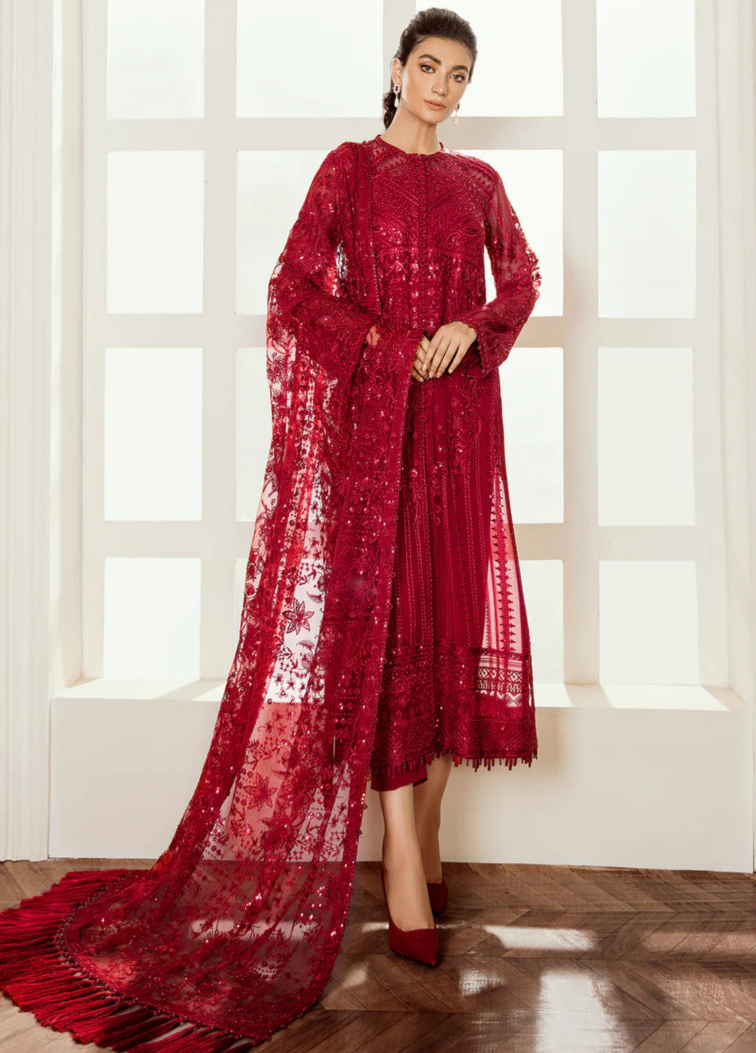Chantelle by Baroque Unstitched Chiffon Embroidered Suits 3 Piece BQ25FC UF-37 - Festive Collection
