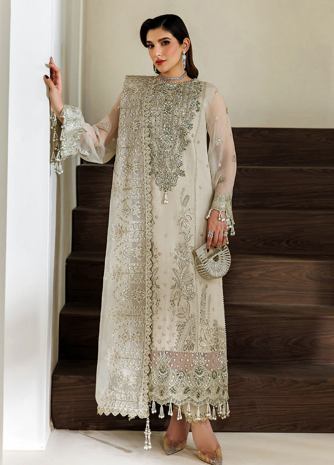 Aymal by Alizeh Fashion Handcrafted Unstitched Embroidered Chiffon 3 Pcs Suit AF26UAC 06-NAVYA - Festive Collection