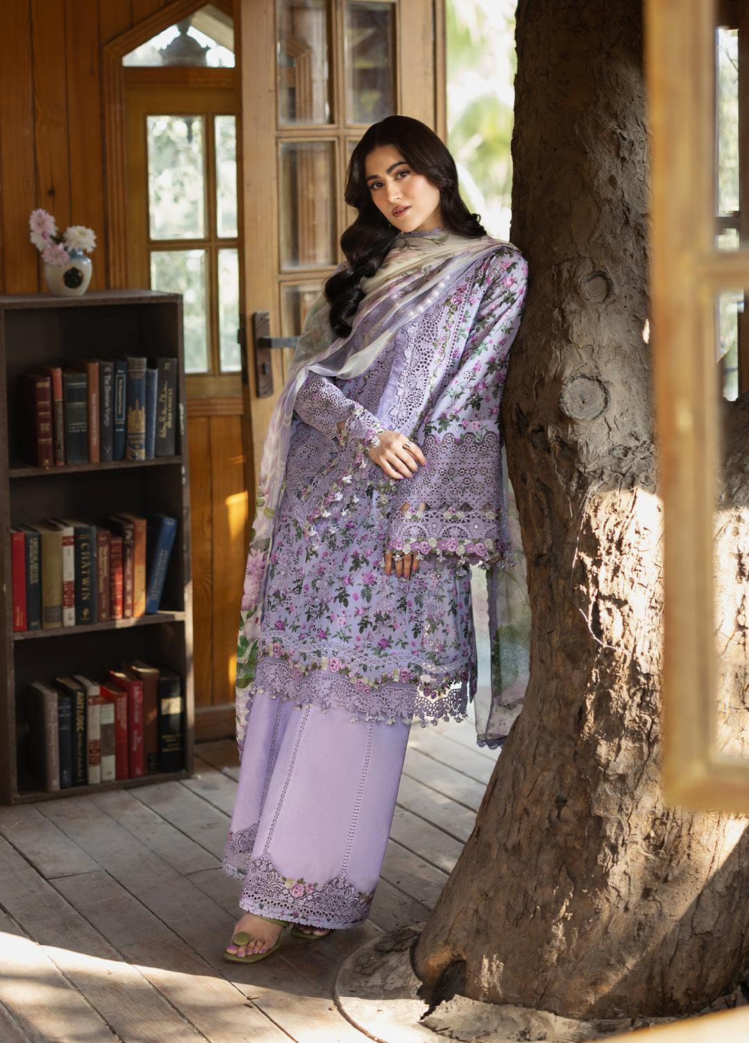 Elaf Premium Chikankari Unstitched Printed Lawn 3 Piece Suit EL26UPC ERC-6B IRIS - Summer Collection