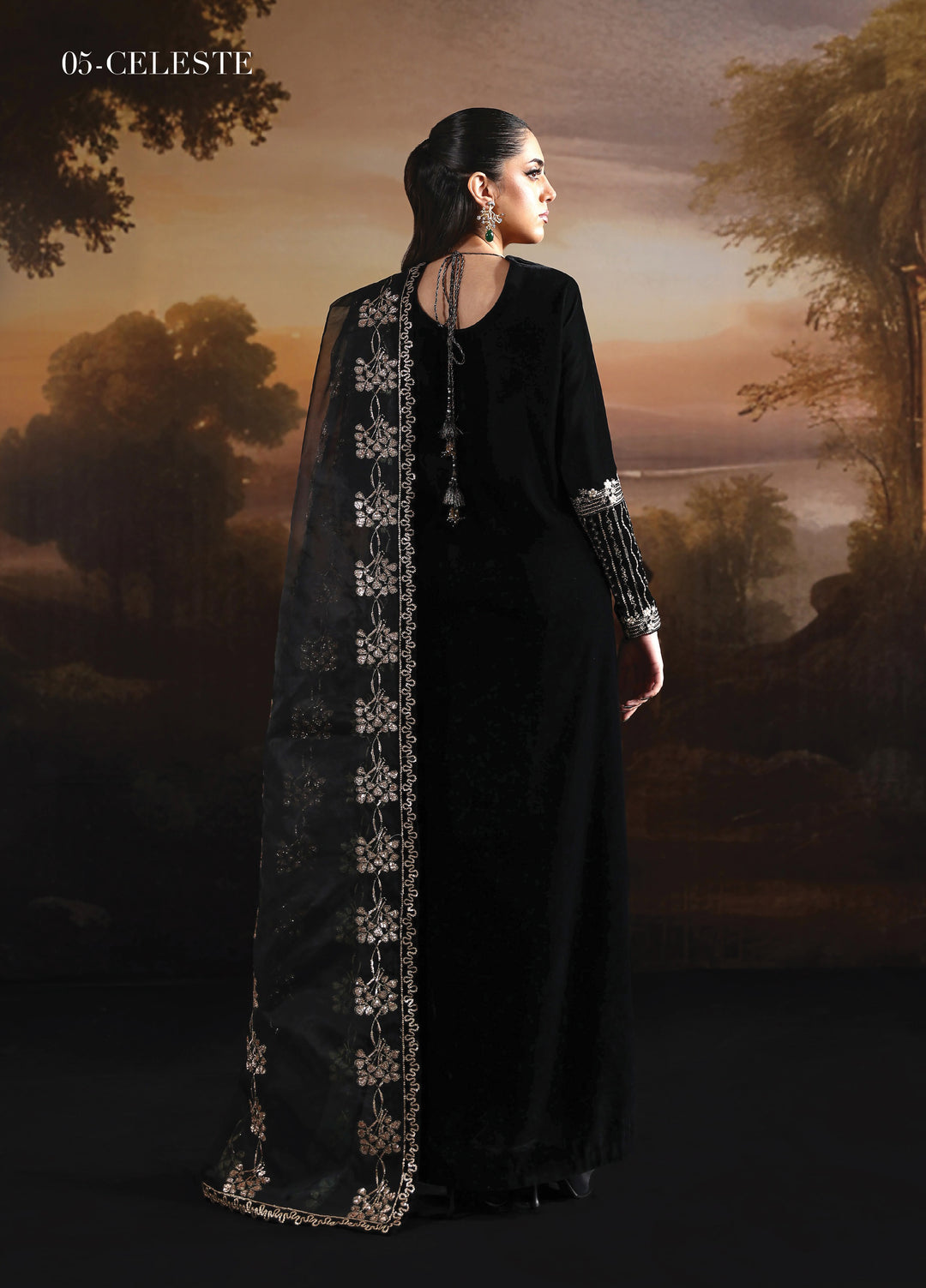 Lamour by Alizeh Fashion Unstitched Velvet Embroidered Suits 3 Piece AFB25LV D-05 Celeste - Festive Collection