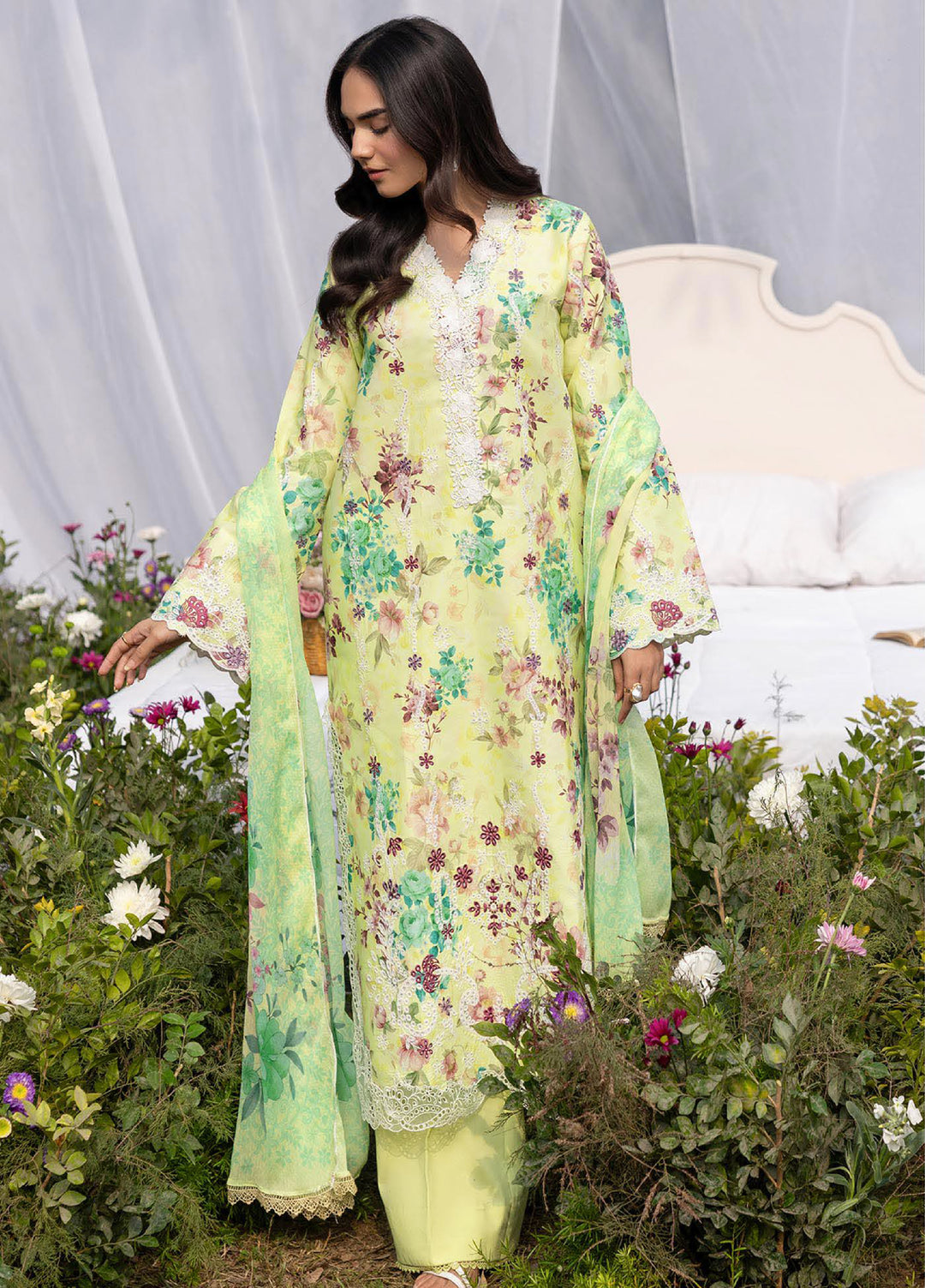 Summer Printkari Exclusive by RajBari Unstitched Embroidered Lawn 3 Piece Suit RB26USP D-01 - Casual Collection